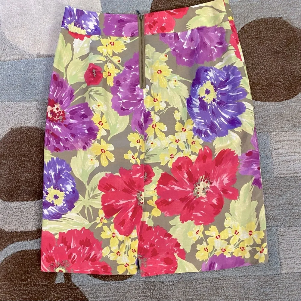 Banana Republic Pencil Skirt Bold Floral Linen Blend